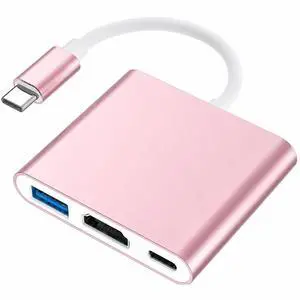 USB C to HDMI Adapter, 4K USB C Hub with 100W PD, USBA 3.0 Port, HDMI to USBC Multiport Digital AV Converter for MacBook Pro/Air, iPad, Tablets, TV, Monitor and More (Pink) USB C to HDMI Adapter, 4K USB C Hub with 100W PD, USBA 3.0 Port, HDMI to USBC Multiport Digital AV Converter for MacBook Pro/Air, iPad, Tablets, TV, Monitor and More (Pink)