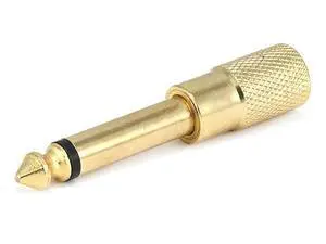 Metal 6.35mm (1/4 Inch) Mono Plug to 3.5mm Stereo Jack Adaptor - Gold Plated Metal 6.35mm (1/4 Inch) Mono Plug to 3.5mm Stereo Jack Adaptor - Gold Plated