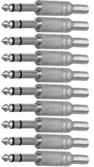 6.35mm 1/4 Inch Stereo Male Metal Connector with Spring Strain Relief Plug Coax Audio Mic Solder Adapter (10 Pack) 6.35mm 1/4 Inch Stereo Male Metal Connector with Spring Strain Relief Plug Coax Audio Mic Solder Adapter (10 Pack)