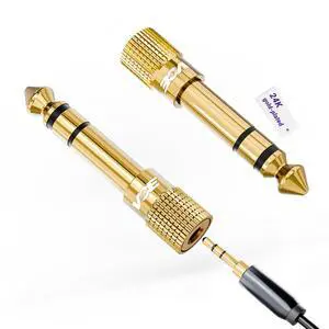 6.35mm Male to 3.5mm Female 1/4 inch to 1/8 inch 24K Stereo Audio Jack Adapter for Aux Cable, Guitar Amplifier, Headphone, 2 Pack 6.35mm Male to 3.5mm Female 1/4 inch to 1/8 inch 24K Stereo Audio Jack Adapter for Aux Cable, Guitar Amplifier, Headphone, 2 Pack