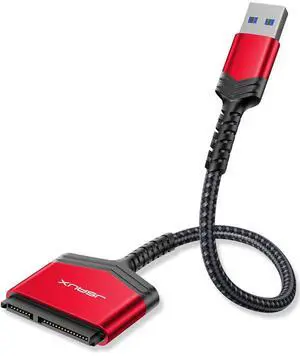 SATA to USB A Cable, USB A 3.0 to 2.5 SATA III Hard Drive Adapter Aluminum Shell Nylon Cord External Converter for SSD/HDD Data Transfer-Red SATA to USB A Cable, USB A 3.0 to 2.5 SATA III Hard Drive Adapter Aluminum Shell Nylon Cord External Converter for SSD/HDD Data Transfer-Red