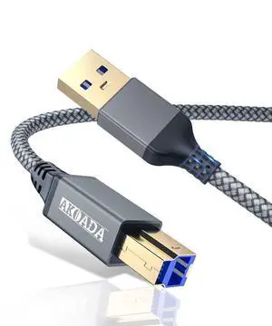 USB 3.0 Cable (10FT), Durable Nylon Braided USB A to USB B Cable Compatible with Printers, Monitor, Docking Station, External Hard Drivers, Scanner, Hub and More Devices(Grey) USB 3.0 Cable (10FT), Durable Nylon Braided USB A to USB B Cable Compatible with Printers, Monitor, Docking Station, External Hard Drivers, Scanner, Hub and More Devices(Grey)