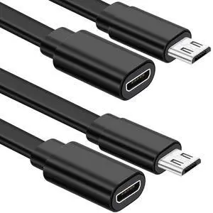 2 Pack Micro USB Extension Cable 10 ft/ 3 Meters Male to Female Extender Cord Compatible with Wireless Security Camera Flat Power Cable, Cable Clips Included (Black) 2 Pack Micro USB Extension Cable 10 ft/ 3 Meters Male to Female Extender Cord Compatible with Wireless Security Camera Flat Power Cable, Cable Clips Included (Black)