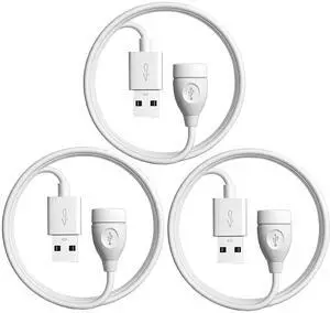 3-Pack USB Male to Female Extension Cable 3.3 FT, USB Extender Cord White 3-Pack USB Male to Female Extension Cable 3.3 FT, USB Extender Cord White