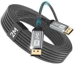 16K DisplayPort Cable 2.1 6.6FT, DP Cable Supports 8K@240Hz, 4K@540Hz 360Hz 240Hz, 80Gbps, HDR, HDCP, DSC 1.2a, Display Port Cord Compatible Gaming Monitor, FreeSync, G-Sync, RTX 5090/4090 16K DisplayPort Cable 2.1 6.6FT, DP Cable Supports 8K@240Hz, 4K@540Hz 360Hz 240Hz, 80Gbps, HDR, HDCP, DSC 1.2a, Display Port Cord Compatible Gaming Monitor, FreeSync, G-Sync, RTX 5090/4090