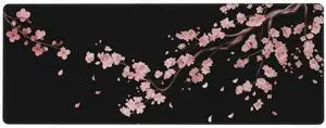 Japanese Cherry Blossom Xl Large Gaming Mouse Pad, Long Extended Full Sakura Mouse Mat for Top Keyboard Table, Cute Big Stitched Waterproof Mousepad Gifts for Women Office, 31.5*11.8 In Japanese Cherry Blossom Xl Large Gaming Mouse Pad, Long Extended Full Sakura Mouse Mat for Top Keyboard Table, Cute Big Stitched Waterproof Mousepad Gifts for Women Office, 31.5*11.8 In