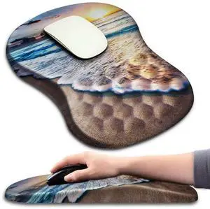 Ergonomic Mouse Pad Wrist Support with Massage Design, Wrist Rest Pain Relief Mousepad with Memory Foam&Non-Slip PU Base, Mouse Pads for Wireless Mouse & Desk (12x8 inch,Sunrise Beach) Ergonomic Mouse Pad Wrist Support with Massage Design, Wrist Rest Pain Relief Mousepad with Memory Foam&Non-Slip PU Base, Mouse Pads for Wireless Mouse & Desk (12x8 inch,Sunrise Beach)
