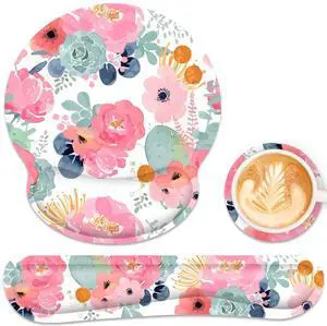Ergonomic Mouse Pad with Wrist Rest and Keyboard Wrist Rest, Mousepad and Wrist Rest for Computer Keyboard, Pain Relief, Non-Slip Rubber Base, Mouse Pad Wrist Support for Gaming, Office, Pink Flower Ergonomic Mouse Pad with Wrist Rest and Keyboard Wrist Rest, Mousepad and Wrist Rest for Computer Keyboard, Pain Relief, Non-Slip Rubber Base, Mouse Pad Wrist Support for Gaming, Office, Pink Flower