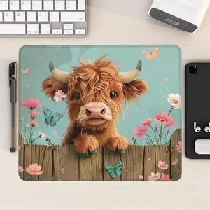 Highland Cow Mouse Pad Desk Mat Washable Cute with Floral & Butterfly Design Non-Slip Rubber Base Stitched Edges 9.5 x 7.9 Inches Office Gift for Women Computers Laptop Desk Accessories Highland Cow Mouse Pad Desk Mat Washable Cute with Floral & Butterfly Design Non-Slip Rubber Base Stitched Edges 9.5 x 7.9 Inches Office Gift for Women Computers Laptop Desk Accessories