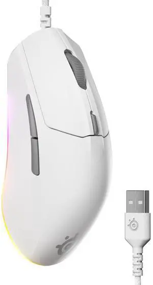 Rival 3 Gen 2 Gaming Mouse 8500 DPI TrueMove Core Optical Sensor 60 Million Click Durability Low Latency 77g Lightweight 100% PTFE Feet RGB White Rival 3 Gen 2 Gaming Mouse 8500 DPI TrueMove Core Optical Sensor 60 Million Click Durability Low Latency 77g Lightweight 100% PTFE Feet RGB White