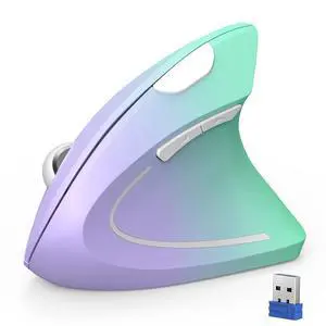 Ergonomic Mouse Vertical Wireless - Carpal Tunnel Mice, 4800 DPI Optical Tracking, 2.4GHz with USB A Receiver, 12 Months Battery, 6 Buttons, Quiet Clicks, for Laptop, PC - Green Purple Ergonomic Mouse Vertical Wireless - Carpal Tunnel Mice, 4800 DPI Optical Tracking, 2.4GHz with USB A Receiver, 12 Months Battery, 6 Buttons, Quiet Clicks, for Laptop, PC - Green Purple
