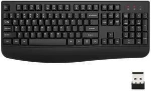 Wireless Keyboard, 2.4G Ergonomic Full Size Wireless Computer Keyboard with Wrist Rest for Windows, Mac OS Desktop/Laptop/PCBlack Wireless Keyboard, 2.4G Ergonomic Full Size Wireless Computer Keyboard with Wrist Rest for Windows, Mac OS Desktop/Laptop/PCBlack