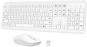 Wireless Keyboard and Mouse Combo, Full-Size Silent Ergonomic Keyboard and Optical Mouse, Long Battery Life, 2.4GHz Lag-Free Cordless Mice Keyboard for Computer, Mac, Laptop, PC, Windows(White) Wireless Keyboard and Mouse Combo, Full-Size Silent Ergonomic Keyboard and Optical Mouse, Long Battery Life, 2.4GHz Lag-Free Cordless Mice Keyboard for Computer, Mac, Laptop, PC, Windows(White)