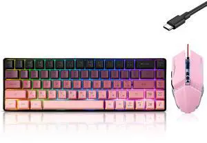 Wired 60% Gaming Keyboard and Mouse Combo, Ultra-Compact 61 Keys RGB Backlit Mini Keyboard, Lightweight 3200 DPI Optical, Wired Gaming Set for Windows,PC, MAC PS5 Xbox Gamer(BlackBerry Pink) Wired 60% Gaming Keyboard and Mouse Combo, Ultra-Compact 61 Keys RGB Backlit Mini Keyboard, Lightweight 3200 DPI Optical, Wired Gaming Set for Windows,PC, MAC PS5 Xbox Gamer(BlackBerry Pink)