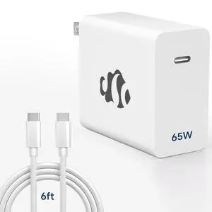 65W GaN USB C Fast Charger, PD 3.0 Wall Adapter with 6.6ft Cable, Reliable Power Block for MacBook Pro/Air, iPhone-16/15, iPad, Sam-sung-S24, PPS Laptop Charger for Travel, Home & Office 65W GaN USB C Fast Charger, PD 3.0 Wall Adapter with 6.6ft Cable, Reliable Power Block for MacBook Pro/Air, iPhone-16/15, iPad, Sam-sung-S24, PPS Laptop Charger for Travel, Home & Office