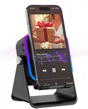 Gifts for Men Tech Gadgets Wireless Induction Speaker with Phone Stand, 5-in-1 Bluetooth Speaker with RGB Light, Adjustable Desk Phone Holder with Emergency Charging for Home Office Kitchen Use Gifts for Men Tech Gadgets Wireless Induction Speaker with Phone Stand, 5-in-1 Bluetooth Speaker with RGB Light, Adjustable Desk Phone Holder with Emergency Charging for Home Office Kitchen Use