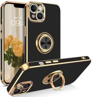 iPhone 14 Case,Phone Case for iPhone 14,Slim Fit Soft 360° Ring Holder Kickstand Magnetic Car Mount Supported Easy Clean Shockproof Protective Cover for iPhone 14 6.1" 2022, Black/Golden iPhone 14 Case,Phone Case for iPhone 14,Slim Fit Soft 360° Ring Holder Kickstand Magnetic Car Mount Supported Easy Clean Shockproof Protective Cover for iPhone 14 6.1" 2022, Black/Golden