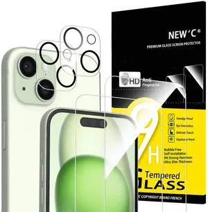 4 Pack, 2 Pack for iPhone 15 Screen Protector (6.1 inch) + 2 Pack Camera Lens Protector, Sensor Protection,Case Friendly Tempered Glass Film 4 Pack, 2 Pack for iPhone 15 Screen Protector (6.1 inch) + 2 Pack Camera Lens Protector, Sensor Protection,Case Friendly Tempered Glass Film