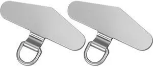 Metal Phone Tether Tab, Metal Phone Patch, Universal Cellphone Lanyard Pad for Full Phone Cases, 2 x Sliver Metal Phone Tether Tab, Metal Phone Patch, Universal Cellphone Lanyard Pad for Full Phone Cases, 2 x Sliver