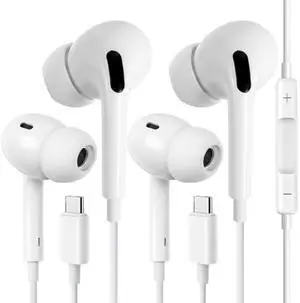 USB C Headphones for iPhone 17 16 Pro Max 16e 16 Plus 16Pro 15 Pro Max 15 Plus 15Pro, USBC Earbuds in-Ear Earphones Wired Type C Ear Buds with Mic Volume Control HiFi Stereo Noise Cancelling - 2Pack USB C Headphones for iPhone 17 16 Pro Max 16e 16 Plus 16Pro 15 Pro Max 15 Plus 15Pro, USBC Earbuds in-Ear Earphones Wired Type C Ear Buds with Mic Volume Control HiFi Stereo Noise Cancelling - 2Pack