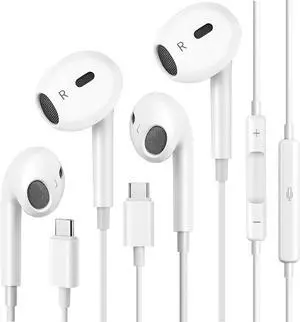 2 Pack USB C Headphones, Wired Earbuds for iPhone 17 16 15 Pro Max, 16e, 16 Plus & 15 Plus, USBC Ear Buds in-Ear Earphones with Microphone & Volume Control, Clear Stereo Sound & Noise Isolation 2 Pack USB C Headphones, Wired Earbuds for iPhone 17 16 15 Pro Max, 16e, 16 Plus & 15 Plus, USBC Ear Buds in-Ear Earphones with Microphone & Volume Control, Clear Stereo Sound & Noise Isolation