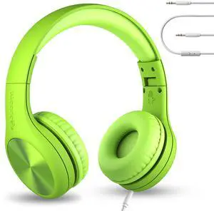 Pro Wired Kids Headphones for School with Microphone, Volume Limiting Over-Ear Headset with Cord, SharePort Technology & SoftTouch Padding, Green Pro Wired Kids Headphones for School with Microphone, Volume Limiting Over-Ear Headset with Cord, SharePort Technology & SoftTouch Padding, Green