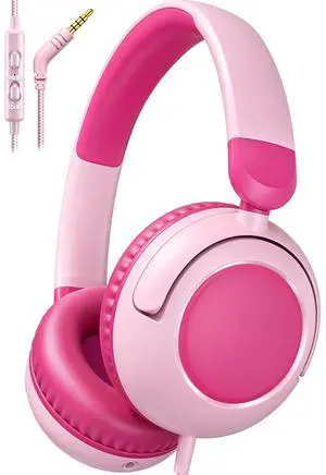 V8 Kids Headphones,Toddler Headphones with Mic, 85/94dB Volume Limiter, Tangle-Free 3.5mm, Stereo Sound, Shared Interface, Adjustable Portable Headphones for School & Travel Pink V8 Kids Headphones,Toddler Headphones with Mic, 85/94dB Volume Limiter, Tangle-Free 3.5mm, Stereo Sound, Shared Interface, Adjustable Portable Headphones for School & Travel Pink