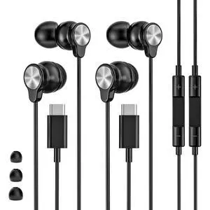 2 PACK USB C Headphones for iPhone 17 16 15, Wired Earbuds USB C with Clear Mic & Noise Reduction, Ear Buds Wired Headphones Type C Earphones for Galaxy S26 Ultra S25 A16, for iphone Android Devices 2 PACK USB C Headphones for iPhone 17 16 15, Wired Earbuds USB C with Clear Mic & Noise Reduction, Ear Buds Wired Headphones Type C Earphones for Galaxy S26 Ultra S25 A16, for iphone Android Devices