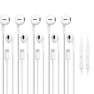 5 Pack USB C Headphones for iPhone 17/16/15 Pro Max iPad Plus TypeC Earphones with Microphone Volume Control USBC Wired Earbuds USB Type C Earphone for Samsung S25 Ultra S24 S23 S22 1.2M/4Ft 5 Pack USB C Headphones for iPhone 17/16/15 Pro Max iPad Plus TypeC Earphones with Microphone Volume Control USBC Wired Earbuds USB Type C Earphone for Samsung S25 Ultra S24 S23 S22 1.2M/4Ft