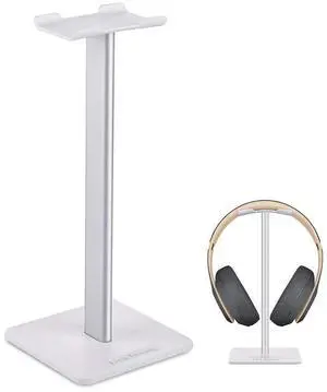 Headphone Stand Headset Holder Gaming Headset Holder with Aluminum Supporting Bar Flexible Headrest Anti-Slip Earphone Stand for All Headphones, White Headphone Stand Headset Holder Gaming Headset Holder with Aluminum Supporting Bar Flexible Headrest Anti-Slip Earphone Stand for All Headphones, White