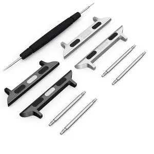 Stainless Steel Connector Replaceable Metal Connection Adapter with Replacement Tool for Apple Watch Bands (Straps 20mm-22mm) (2 pairs (Black+Silver), 38/40/41/42(Series 10)mm + 20mm Spring Bar) Stainless Steel Connector Replaceable Metal Connection Adapter with Replacement Tool for Apple Watch Bands (Straps 20mm-22mm) (2 pairs (Black+Silver), 38/40/41/42(Series 10)mm + 20mm Spring Bar)