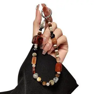 Phone Charm with Crystal/Handpainted Bead Wrist Strap for Women Girl Phone Charm with Crystal/Handpainted Bead Wrist Strap for Women Girl