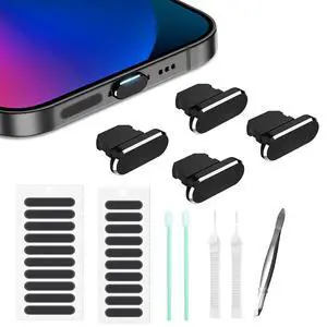 Dust Plug for iPhone, Compatible with iPhone and AirPods, Lightning Port Plug Protector Charging Port Anti Dust Cover Includes Speaker Cover (Black) Dust Plug for iPhone, Compatible with iPhone and AirPods, Lightning Port Plug Protector Charging Port Anti Dust Cover Includes Speaker Cover (Black)