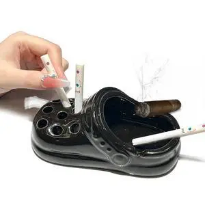 Creative Clogs Ceramic Cigarette Ashtray, Cute Tabletop Portable Smokeless Ashtrays Smoking AshTray for Home Indoor Outside Patio Office Cool Cigar Ashtray Handmade Gift for Men Women (Black) Creative Clogs Ceramic Cigarette Ashtray, Cute Tabletop Portable Smokeless Ashtrays Smoking AshTray for Home Indoor Outside Patio Office Cool Cigar Ashtray Handmade Gift for Men Women (Black)