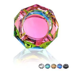 Crystal Glass Ashtray, Sparkly Cigar Cigarettes Ash Tray, Ashtrays for Smokers Indoor Office Home Desktop Tabletop, Gift Packaging, Pink Crystal Glass Ashtray, Sparkly Cigar Cigarettes Ash Tray, Ashtrays for Smokers Indoor Office Home Desktop Tabletop, Gift Packaging, Pink