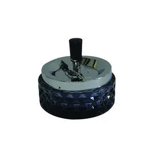 4.75 Vintage Push Down Glass Spinning Ashtray ~ Choose Your Own Color (Black) 4.75 Vintage Push Down Glass Spinning Ashtray ~ Choose Your Own Color (Black)
