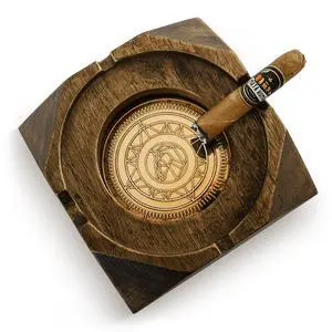 Wooden Cigar Ashtray Accessories for Cigarettes - Indoor Outdoor Patio Home Office Use - Quadrangular Wooden Brown Ash Tray Gift Set for Men Great Decor for Home Office or Bar Wooden Cigar Ashtray Accessories for Cigarettes - Indoor Outdoor Patio Home Office Use - Quadrangular Wooden Brown Ash Tray Gift Set for Men Great Decor for Home Office or Bar