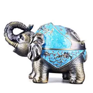 Stand Elephant Decorative Windproof Ashtray with Lid for Cigarettes Metal Portable Cigar Ashtray Odor Eliminator Indoor outdoor Hand Carved Fancy Gift ornament for Men Women (Light Blue) Stand Elephant Decorative Windproof Ashtray with Lid for Cigarettes Metal Portable Cigar Ashtray Odor Eliminator Indoor outdoor Hand Carved Fancy Gift ornament for Men Women (Light Blue)