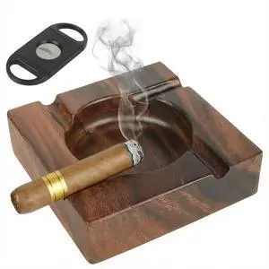 Premium Wooden Cigar Ashtray with Cigar Cutter, Large Cigarette Ash Tray Set with 4 Slot Holder, Accessories Outdoor Indoor Home Bar Use, Ideal Gift Christmas Father's day for Men Premium Wooden Cigar Ashtray with Cigar Cutter, Large Cigarette Ash Tray Set with 4 Slot Holder, Accessories Outdoor Indoor Home Bar Use, Ideal Gift Christmas Father's day for Men