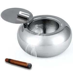 Stainless Steel Cigarette Ashtray with Lid, Smokeless Ashtray Indoor Desktop Smoking Ash Tray for Home office Decoration- Silver Stainless Steel Cigarette Ashtray with Lid, Smokeless Ashtray Indoor Desktop Smoking Ash Tray for Home office Decoration- Silver