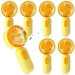 6 Pcs Mini Portable Fan Bulk Cute Handheld Lightweight Small Little Personal Hand Eyelash Fan 3 Speeds USB Rechargeable for Women Men Indoor Outdoor Makeup Travel (Yellow) 6 Pcs Mini Portable Fan Bulk Cute Handheld Lightweight Small Little Personal Hand Eyelash Fan 3 Speeds USB Rechargeable for Women Men Indoor Outdoor Makeup Travel (Yellow)
