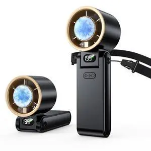Portable Handheld Fan with Ice Cooler, 199 Speed Personal Fan,5500mAh Rechargeable,20H Cooling Time,20000 RPM Powerful Motor, Summer Essential for Travel/Outdoor/Office, Black Gold Portable Handheld Fan with Ice Cooler, 199 Speed Personal Fan,5500mAh Rechargeable,20H Cooling Time,20000 RPM Powerful Motor, Summer Essential for Travel/Outdoor/Office, Black Gold
