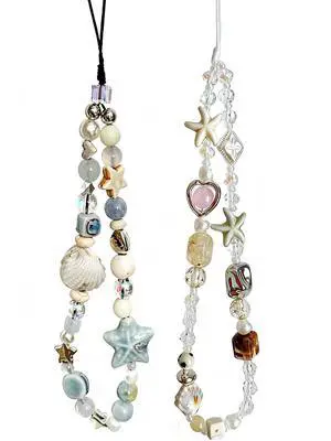 2 Pcs Phone Charm Strap Universal Hand Phone Wrist Strap Camera Lanyard Pearl Beaded Cute Chain String Accessories Universal for iPhone 16 Pro Max Samsung Women Girls Phones Bag Keychain Beach Style 2 Pcs Phone Charm Strap Universal Hand Phone Wrist Strap Camera Lanyard Pearl Beaded Cute Chain String Accessories Universal for iPhone 16 Pro Max Samsung Women Girls Phones Bag Keychain Beach Style