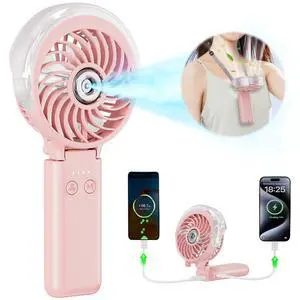 5200mAh Upgraded Handheld Misting Fan, Personal Mister Fan, Spray Water Mist Fans USB Rechargeable, Electric Mini Cooling Ice AC Fans for Summer Beach Travel Gifts for Women(Pink) 5200mAh Upgraded Handheld Misting Fan, Personal Mister Fan, Spray Water Mist Fans USB Rechargeable, Electric Mini Cooling Ice AC Fans for Summer Beach Travel Gifts for Women(Pink)