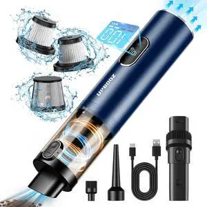 Handheld Vacuum Cordless, Car Vacuum with 14000PA Powerful Suction with LED Light, Air Duster 2-in-1,Low Noise Rechargeable Portable Mini Vacuum Cleaner for Car Home Pet Office,Two Gears Blue Handheld Vacuum Cordless, Car Vacuum with 14000PA Powerful Suction with LED Light, Air Duster 2-in-1,Low Noise Rechargeable Portable Mini Vacuum Cleaner for Car Home Pet Office,Two Gears Blue
