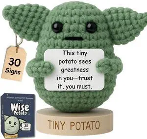 Star Wars Gifts | Handmade Baby Yoda Positive Crochet W/ 30 Fun Affirmations | Gift for Birthday, Graduation | Starwars Birthday Present for Men, Women, Friend, Coworker | Star Wars Office Desk Decor Star Wars Gifts | Handmade Baby Yoda Positive Crochet W/ 30 Fun Affirmations | Gift for Birthday, Graduation | Starwars Birthday Present for Men, Women, Friend, Coworker | Star Wars Office Desk Decor