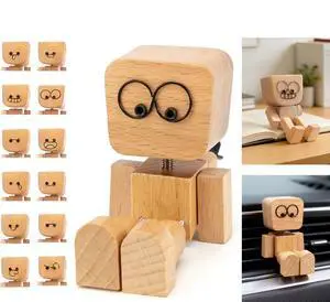 Shaking Wooden Man Figurine - 12PCS Magnetic Changeable Faces, Handmade Spring Legs Wobbly Doll for Car Dashboard & Office Desk Decor, Funny Kinetic Desktop Ornament Creative Gift Shaking Wooden Man Figurine - 12PCS Magnetic Changeable Faces, Handmade Spring Legs Wobbly Doll for Car Dashboard & Office Desk Decor, Funny Kinetic Desktop Ornament Creative Gift