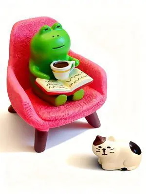Miniature Frog Figurines Set, Cute Resin Desk Decor with Pink Chair and Sleepy Cat, Small Shelf Decoration for Office Home Workspace, Gifts for Women Teachers Coworkers Frog Lovers Miniature Frog Figurines Set, Cute Resin Desk Decor with Pink Chair and Sleepy Cat, Small Shelf Decoration for Office Home Workspace, Gifts for Women Teachers Coworkers Frog Lovers