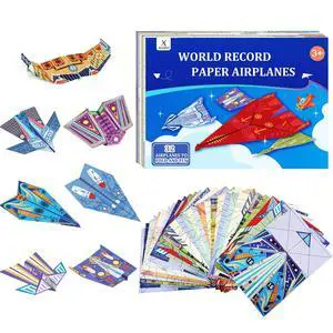 Paper Airplane Kits with 16 Classic Designs, 32 Sheets of Colorful Origami Paper, World Record Paper Planes, Craft Kit for Kids, Airplane Gifts for Boys and Girls Ages 6-12+ (Digital Manual Only) Paper Airplane Kits with 16 Classic Designs, 32 Sheets of Colorful Origami Paper, World Record Paper Planes, Craft Kit for Kids, Airplane Gifts for Boys and Girls Ages 6-12+ (Digital Manual Only)