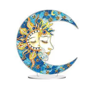 DIY Diamond Desktop Ornament Moon,Crystal Diamond Art Painting Tabletop Ornaments Single Sided,Ornament for Adult Beginner Home Office Decor Crafts Gift DIY Diamond Desktop Ornament Moon,Crystal Diamond Art Painting Tabletop Ornaments Single Sided,Ornament for Adult Beginner Home Office Decor Crafts Gift